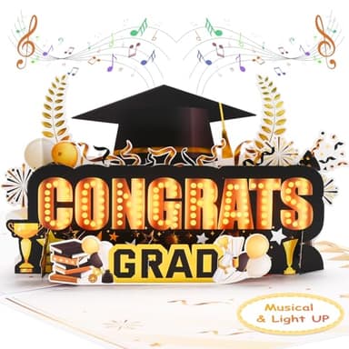 VIVIKEN Graduation Cards, Pop Up Congrats Grad 2025 Greeting Card with Lights & Music, Congratulations Graduation Gifts for 2025 High School College University Graduates - Image 1