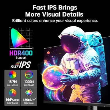 KTC 27 Inch White Gaming Monitor 300Hz/320Hz, QHD 1440P Fast IPS Computer Monitor with Adaptive FreeSync, HDR400, Height/Pivot/Swivel/Tilt Adjustable, DP&HDMI, H27E6 - Image 4