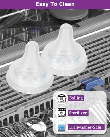 Silicone Nipples for Lansinoh Baby Bottle, Size S,Replacement Bottle Nipple,1m+,Slow Flow, 6 Count - Image 8