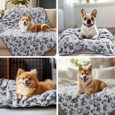 Luciphia Premium Soft Dog Blanket for Small Medium Large Dogs Washable 300GSM Fluffy Warm Fleece Puppy Cat Paw Print Pet Flannel Grey Paw L(41"x31") - Image 4
