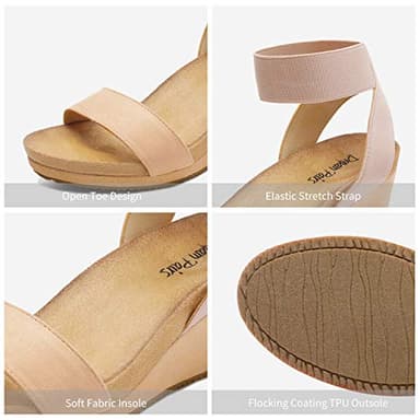 DREAM PAIRS Womens Elastic Ankle Strap Open Toe Platform Wedge Sandals Comfortable Summer Shoes for Women,Size 7,Nude,NINI-5 - Image 3