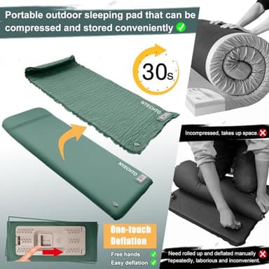 Self Inflating Sleeping Pad with Electric Pump, 3.14" Ultra-Thick Memory Foam Sleeping Mats for Camping,Easy Inflate&Deflate,9.5 R-Value Insulated Camping Mattress Pad with Pillow for Car Travel Tent - Image 4