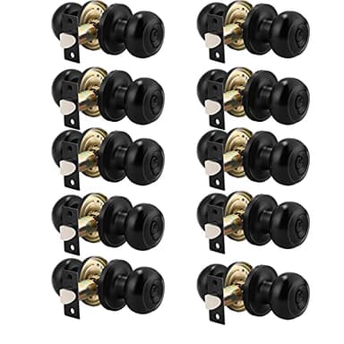 Probrico 10 Pack Round Privacy Door Knob(Thumb Turn Lock on The Inside), Keyless Doorknobs Interior/Exterior Lockset,Privacy Knobs for Bedroom/Bathroom,Black Modern Design Door Hardware - Image 1
