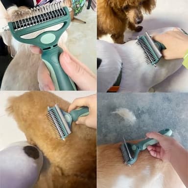 OldSerenWay Pet Grooming 2 in 1 Rake Comb Dog Undercoat Dematting Deshedding Brush Hair Removal Tool for Pets Removing Mats and Tangles (Small) - Image 5