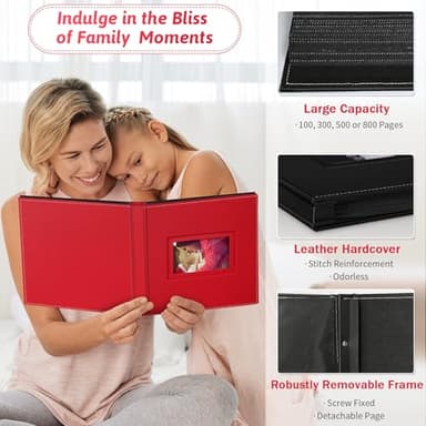 Popotop Photo Album 4x6 800 Pockets with Leather Hardcover Cover, Large Photo Album Binder Book with 80Pcs Pages for Family Travel Wedding Baby Gifts - Image 4