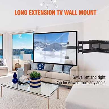 Heavy Duty Long Arm TV Wall Mount with 43" Dual Articulating Arms for Most 50-90 inch Screens, Full Motion TV Mount Swivel Tilt tv Bracket Holds 198lbs,16”,18”,24” Studs VESA 600x400MM FORGING MOUNT - Image 7