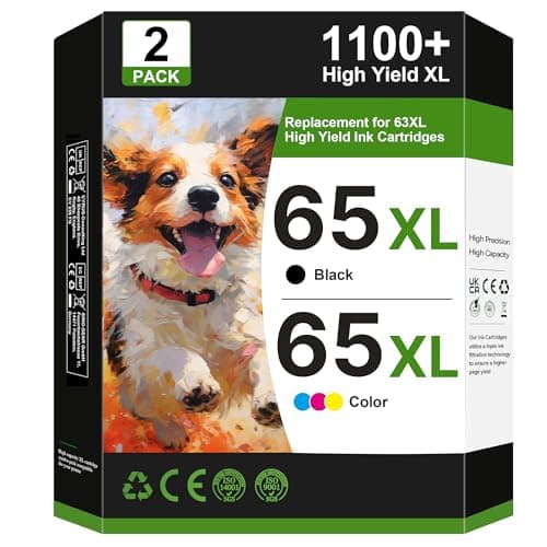 65XL Ink Cartridges Black/Color Combo Pack Replacement for HP Ink 65 65XL High-Yield Works with DeskJet 3755 3772 3722 3752 3700 Series; 2622 2652 2600 Series; Envy 5055 5052 5014 5000 Series T0A36AN - Image 1