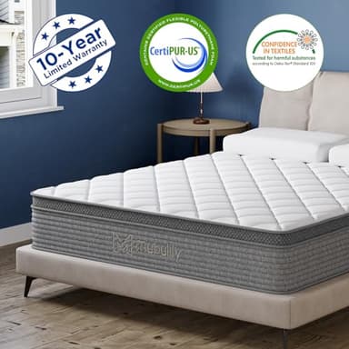 Mubulily Full Mattress,10 Inch Full Size Hybrid Memory Foam and Individual Pocket Spring,Motion Isolation,Medium Firm Mattress,Pressure Relief - Image 3