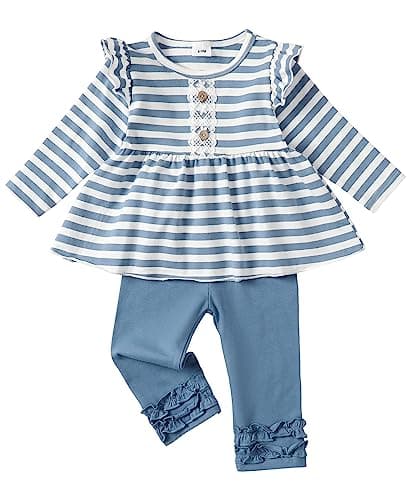 2T Girl Clothes 3T Toddler Girl Clothes Ruffle Long Sleeve Shirt Solid Pants Toddler Cute Outfits 2 3 Year Old Girl Clothes - Image 1