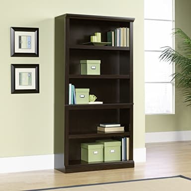 Sauder Miscellaneous Storage 5 Bookcase/Book Shelf, L: 35.28" x W: 13.23" x H: 69.76", Jamocha Wood - Image 2