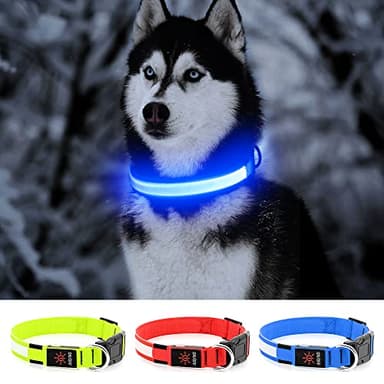 YFbrite Ultra Light Adjustable LED Dog Collar, Light up Dog Collars Rechargeable Glowing in The Dark Collars Visiblity & Safety for Small, Medium, Large Dogs (Blue, Large) - Image 6