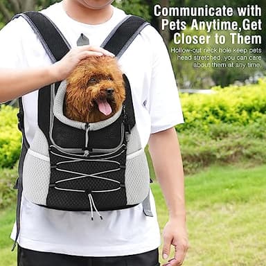 Pawaboo Pet Dog Carrier Backpack, Puppy Dog Travel Front Carrier for Small Medium Dogs Cats, Adjustable Breathable Dog Carrying Backpack with Safety Strips for Hiking, Walking (Black M Up to 10 lbs) - Image 4