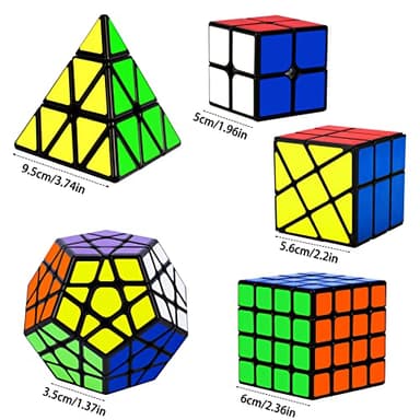 Speed Cube Set, Puzzle Cube, Magic Cube 2x2 4x4 Pyraminx Pyramid Megaminx Fenghuolun Puzzle Cube Toy Gift for Children Adults, Pack of 5 - Image 3
