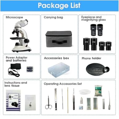 MicroMarvels Compound Binocular Microscope for Kids Adults Students,40X-2000X,Microscope Kits for Home Eduaction,Learning Kits(White/Black) - Image 7