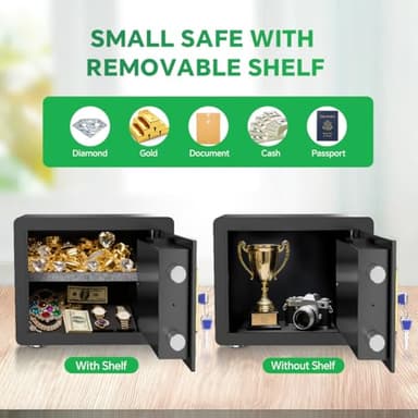 Safe Box with Digital Keypad & Alarm System - Electronic Lock Box for Jewelry Cash with Adjustable Shelves - Includes LED Light & Fireproof and Waterproof Bag(0.8/1.0/1.3/1.53/2.5Cuft) - Image 6