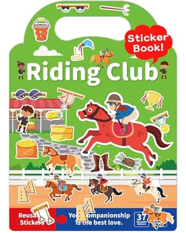 Benresive Reusable Sticker Book for Toddlers 2-4 Years, Fun Travel Stickers for Kids, Waterproof Sticker Books for Toddlers 1-3, Crafts Activities for Todddlers 1-3 2-4 3-5 - Riding - Image 1