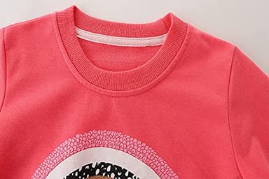 Bumeex Toddler Girl's Sweatshirt Clothes Outfit,Rainbow Crewneck Christmas Clothing Pink 4t - Image 3