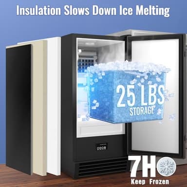 IECIVC Commercial Under Counter Ice Maker Machine, 80 LBS/Day with 25 LBS Storage Bin, 15'' W Built-in & Freestanding Ice Maker, Auto-Cleaning, Ideal for Commercial Home Bar - Image 4