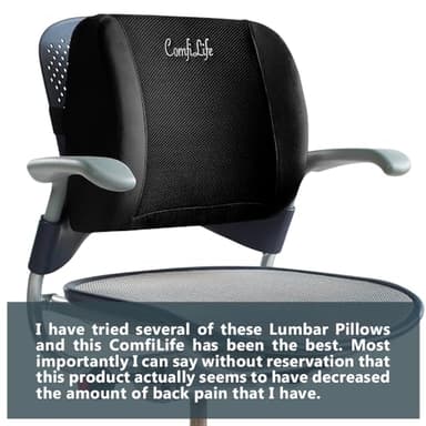 ComfiLife Lumbar Support Back Pillow Office Chair and Car Seat Cushion - Memory Foam with Adjustable Strap and Breathable 3D Mesh (Black) - Image 7