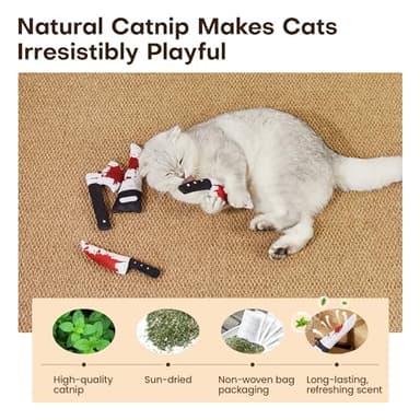 Potaroma 4Pcs Cat Toys, Horror Knife-Shaped Kitten Catnip Crinkly Sound Toys, Indoor Exercise for All Cat Breeds 6.5 Inches - Image 3