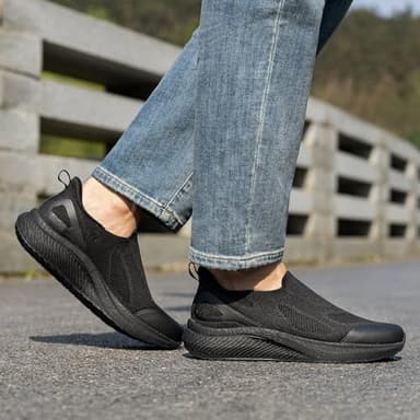 ALLSWIFIT Men's Hands-Free Slip On Walking Shoes Laceless Comfortable Tennis Sneakers,Size 13,All Black,SARR016M - Image 7