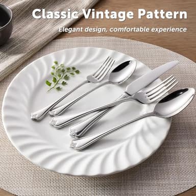 KINGSTONE Silverware Set, 40-piece 18/10 Stainless Steel Flatware Set Cutlery Set for 8, for Kitchen, Home, Wedding, Party, Mirror Polished and Dishwasher Safe, Featured Gifts - Image 4