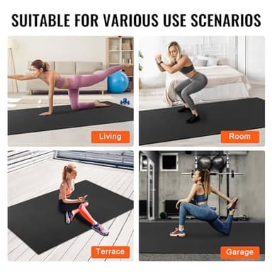VEVOR Exercise Mat, Non Slip High Density Premium Yoga Mat, Exercise Yoga Mat for Men & Women, Fitness & Exercise Mat with Bag & Carry Strap, for All Types of Home Yoga, Pilate & Floor Workout (9x6ft) - Image 6