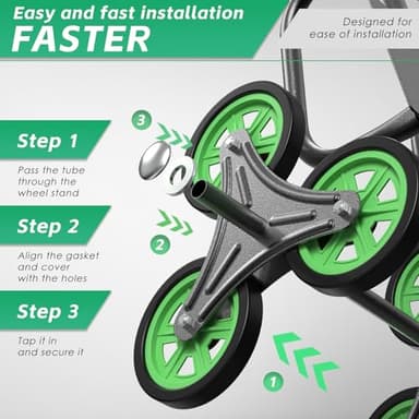 Teprovo Stair Climbing Hand Truck 440lb,Heavy Duty Dolly Cart for Stairs,Thickened Upgraded Steel Tube Folding Stair Climbing Trolley with Six Wheels and Telescoping Handle - Image 6