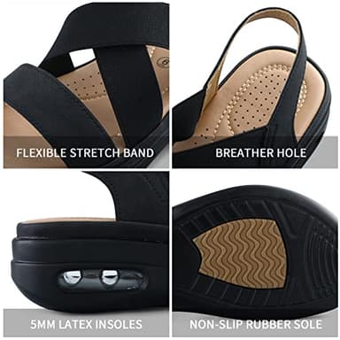 mysoft Women's Comfortable Walking Sandals Air Cushion Sport Slingback Elastic Band Platform Shoes - Image 4