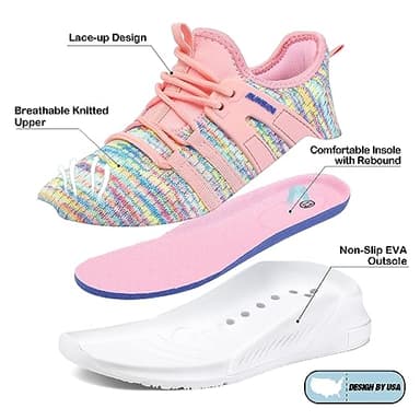 RUNSIDE Girls Tennis Shoes Lightweight Sports Kids Sneakers Lace-up for Running/Walking, Toddler/Little Kid/Big Kid - Image 4