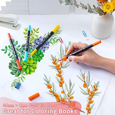 Dual Markers Brush Pens, 36 Fine Point Art Marker, Double Tip Colored Pen for Adult Coloring Hand Lettering, School Classroom Art Suppliers - Image 3