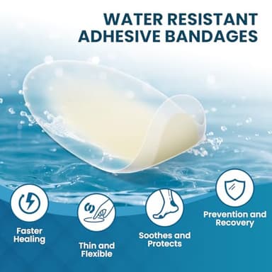 Gel Blister Bandages - 21 PCS Hydrocolloid Bandages for Feet, Blister Cushions Pads, Water Resistant Adhesive Bandages for Heel, Toes & Foot, Blister Bandages for Prevention & Recovery (Variety Pack) - Image 6