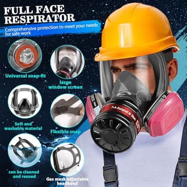 Full Face Gas Masks Survival Nuclear and Chemical with 40mm Activated Carbon Filter and 60921 Filters/Cartridges, Respirator Mask With Filters Against Dust, Organic Vapor, Paint, Welding, Chemicals - Image 6