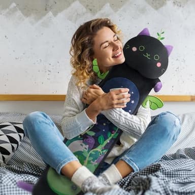 Mewaii Long Cat Plush 5 Sizes, 120% Extra Filling Giant Plushness Kids Body Pillow, Kawaii Cute Black Cat Stuffed Animals Plushies, Big Long Body Pillow Black Cat Plush Gift for Girls 53” - Image 3