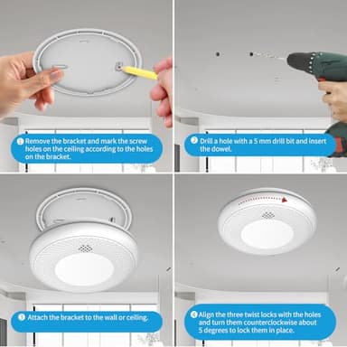 Runidur Fire Alarms Smoke Detectors, Smoke Alarm Battery Operated, 10-Year Product Life, Fire Alarm with Test Button Photoelectric Technology Fire Detectors 6 Pack - Image 5