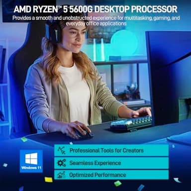 LXZ Desktop PC Computer AMD Ryzen 5 5600G 6 core 3.9GHz, 16G DDR4 RAM, 512G NVME SSD, Tower Computer for Gaming, Home and Office (White) - Image 9