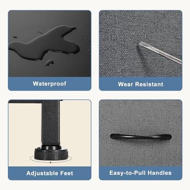 DUMOS Dresser for Bedroom with 7 Fabric Drawers, Chest Organizer Units for Clothing, Closet, Bedroom, Storage Tower with Cabinet, Metal Frame, Wooden Top, Lightweight Nursery Furniture, Grey - Image 6