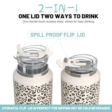 Hydraful 64 oz Tumbler with Handle and Straw - 100% Leak-Proof - Insulated Cup Reusable Stainless Steel Large Water Bottle Travel Mug for Gym, Hiking, and Camping - Gifts for Women Men Him Her - Image 3
