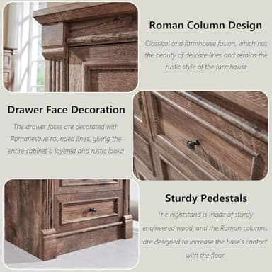Aitjunz Farmhouse 5 Drawers Dresser for Bedroom, 46" Tall Dressers & Chests of Drawers w/Roman Column, Large Storage Dressers Organizer for Bedroom, Hallway, Living Room, Light Brown - Image 5