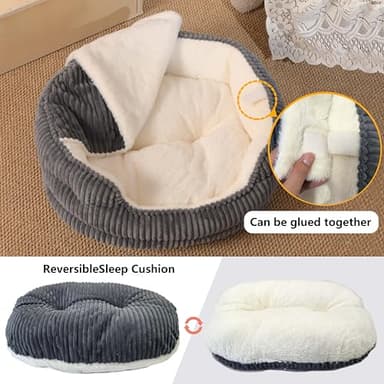 OMLIVLIES Cat Beds for Indoor Cats,with Soft Hooded Blanket.Comfortable Cute cat Bed,Removable Inner pad Washable with Non-Slip Bottom,Cozy Kitten、Small Dog Bed (Dark Grey) - Image 5