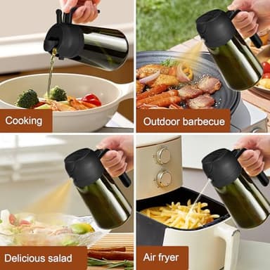 YARRAMATE 16oz/470ml Light-Blocking Dark Oil Sprayer for Cooking, 2 in 1 Olive Oil Dispenser Bottle for Kitchen, Premium Dark Green Glass Oil Bottle, Food-Grade Oil Mister for Air Fryer, BBQ (Black) - Image 8