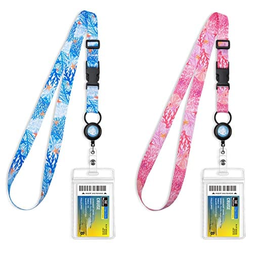 MNGARISTA Retractable Cruise Lanyard for Ship Cards, Waterproof Lanyards for Cruise Ship Cards with ID Holder, 2 Pack, Seaweed - Image 1