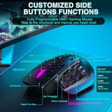 SOLAKAKA SM809 Gaming Mouse for MMO,24000 DPI,16 Programmable,RGB PC Gaming Mice - Image 5