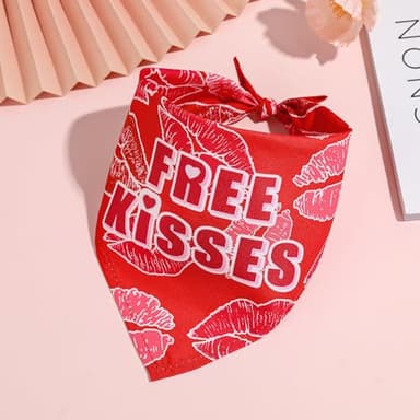 MIANOOMAG Holiday Dog Bandanas 2 Pack, Triangle Reversible Valentine Pet Scarf for Boys and Girls, Love kiss Print, Bandana for Medium and Large Dogs (Small) - Image 5