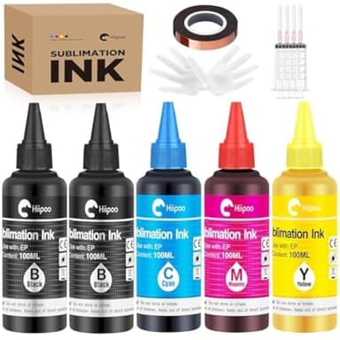 Hiipoo 500ML Sublimation Ink Refill for ET2400 ET-2720 ET-2760 ET-2800 ET-2803 ET-2850 ET-4800 ET-15000 ET-3760 Inkjet Printer Heat Press Transfer on Mugs T-Shirts Pillows (Upgrade Version) - Image 1