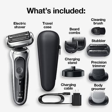Braun Series 7 7032cs Flex Electric Razor for Men, Wet & Dry, Electric Razor, Rechargeable, Cordless Foil Shaver with Beard Trimmer and Charging Stand, Silver - Image 2