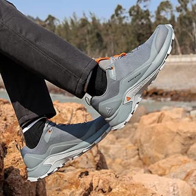 HUMTTO Men's All-Terrain Waterproof Hiking Shoes Lightweight Breathable Trekking Trails Shoes Anti Slip Outdoor Shoes 13 Grey - Image 6