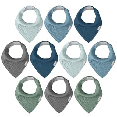 Muslin Baby Bibs for Boys Girls,Baby Bibs for Teething and Drooling,Baby Drool Muslin Bibs,Newborn Bibs for Baby Boy Girl - Image 1
