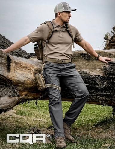 CQR Men's Quick Dry Tactical Pants, Water Resistant Outdoor Pants, Lightweight Stretch Cargo Work Hiking Pants, Runyon Cargo Pants Charcoal, 34W x 32L - Image 4