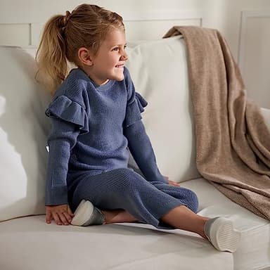 Gerber Baby Girls Toddler Sweater Knit Top and Cropped Pant Set, Teal, 5 Years - Image 3